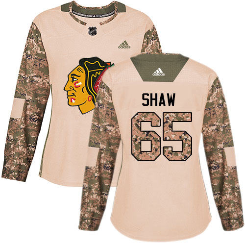 Adidas Blackhawks #65 Andrew Shaw Camo Authentic 2017 Veterans Day Women's Stitched NHL Jersey